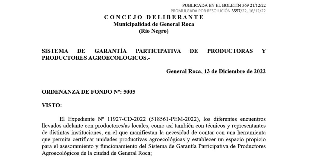 Sistemas Participativos de Garantías en Río Negro